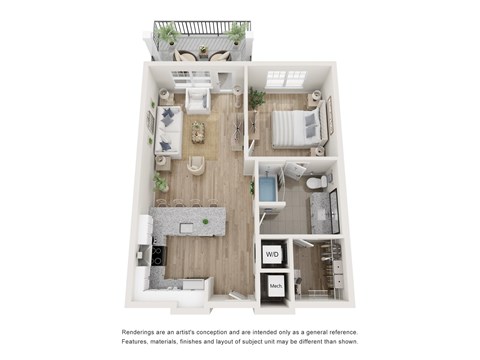 A floor plan of a house with a living room, kitchen, dining room, and bedrooms.